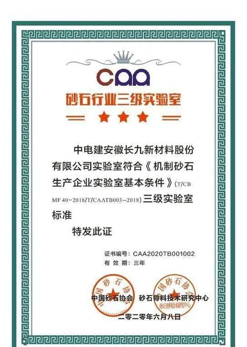 國內(nèi)首家砂石行業(yè)最高等級實(shí)驗(yàn)室落戶長九新材料公司，引領(lǐng)產(chǎn)業(yè)升級新標(biāo)桿